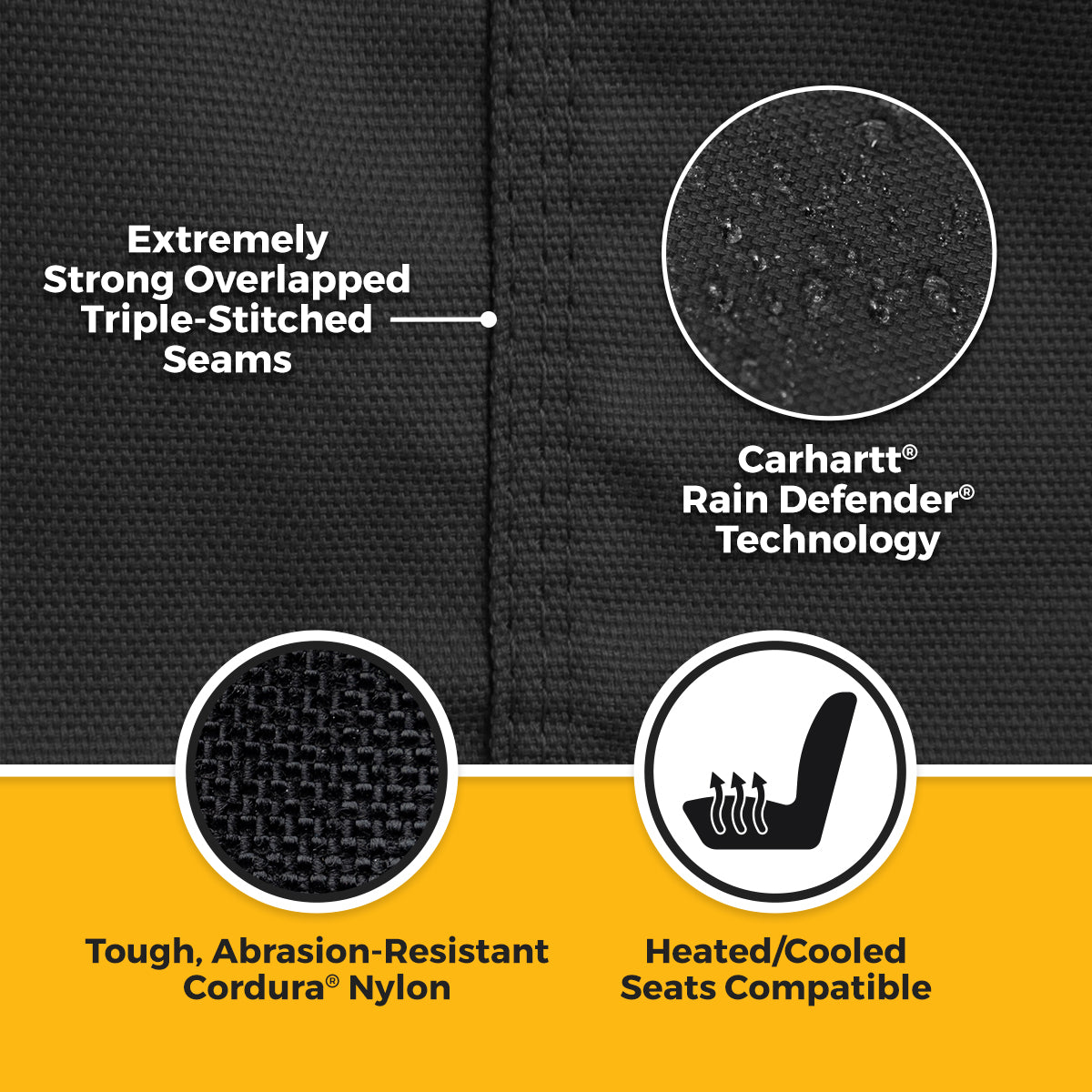 Covercraft 16-20 Ford Transit Carhartt Super Dux SeatSaver Custom Front Row Seat Covers - Black - SSC2512COBK