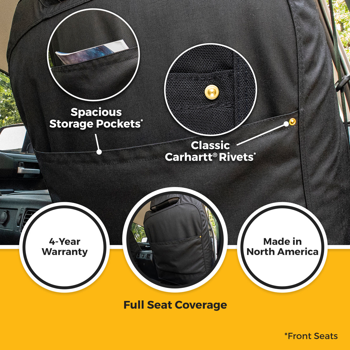 Covercraft 19-24 Ford Edge Carhartt Super Dux SeatSaver Custom Second Row Seat Covers - Black - SSC8494COBK