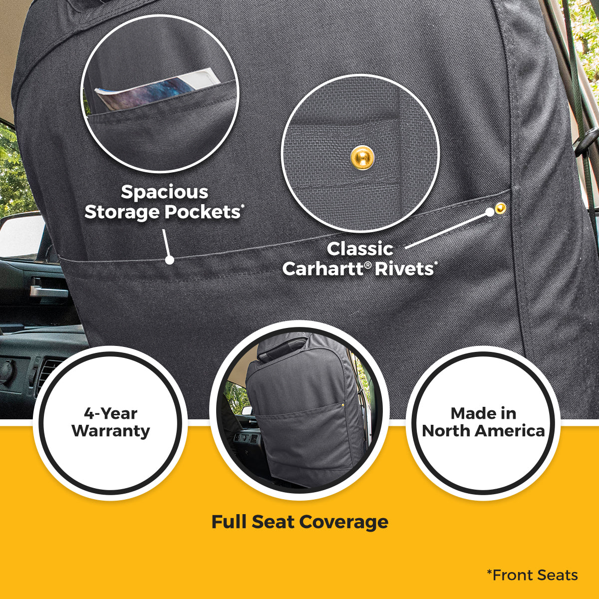 Covercraft 21-25 Ford F150 Carhartt Super Dux SeatSaver Custom 1st Row Seat Covers - Gravel - SSC3489COGY