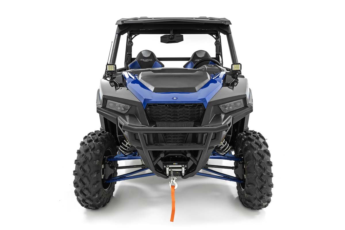 Rough Country - LED Light Kit - Cage Mount - 2" Black Pair - White DRL - Polaris General XP 4 1000 - 93025 for 2016-2019 Pola
