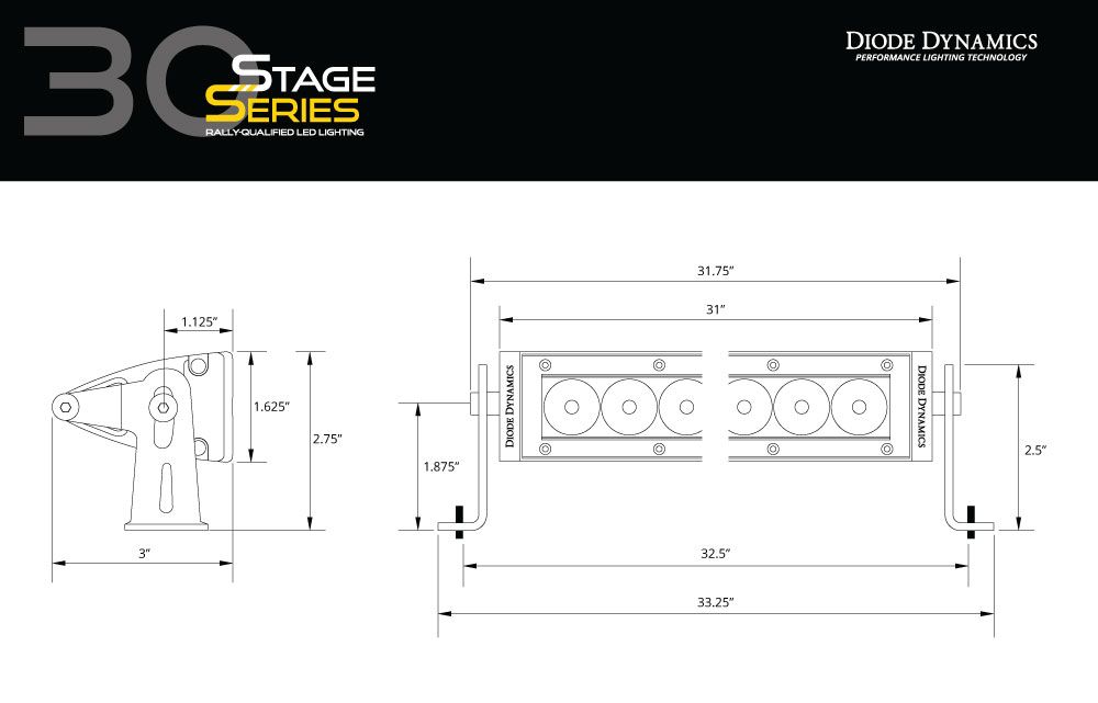 Diode Dynamics 30 In LED Light Bar Single Row Straight Clear Driving Each Stage Series - DD5018
