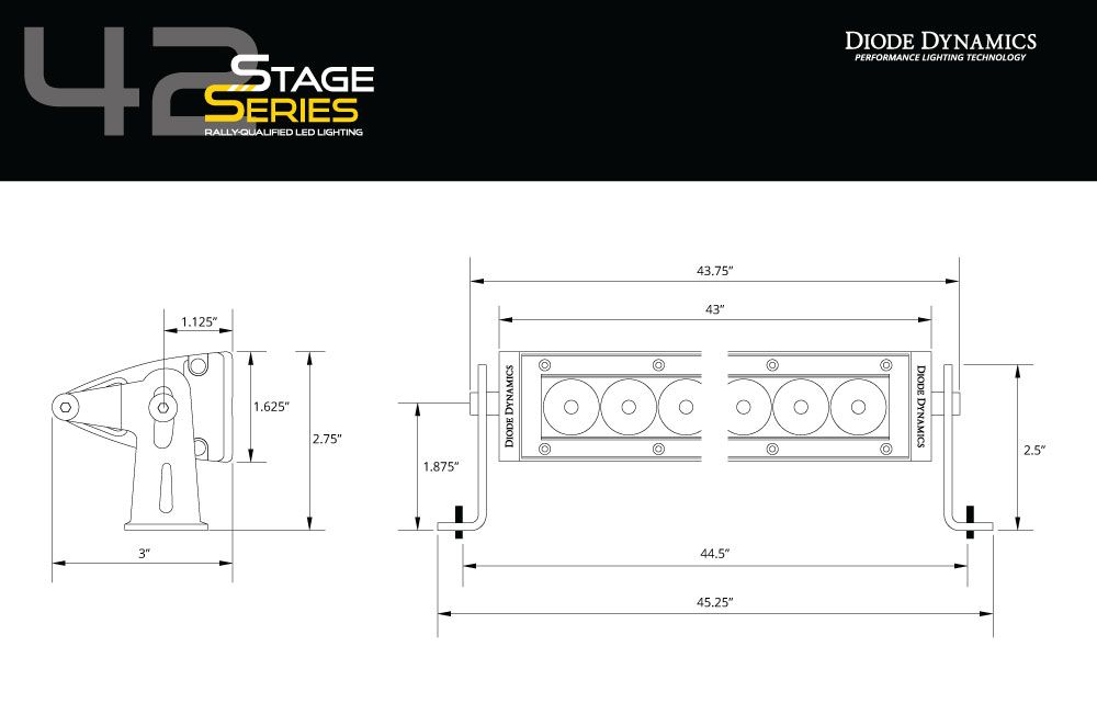 Diode Dynamics 42 In LED Light Bar Single Row Straight Clear Combo Each Stage Series - DD5034