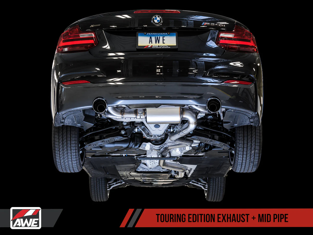 AWE Tuning BMW F22 M235i / M240i Touring Edition Axle-Back Exhaust - Diamond Black Tips (90mm)