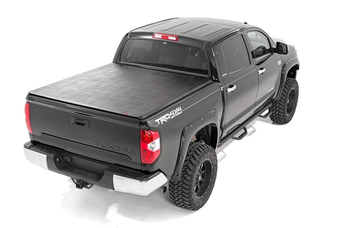 Rough Country - Soft Tri-Fold Bed Cover - 6'7" Bed - Toyota Tundra 2WD/4WD (2007-2025) - 41419650A for 2007-2025 Toyota Tundr