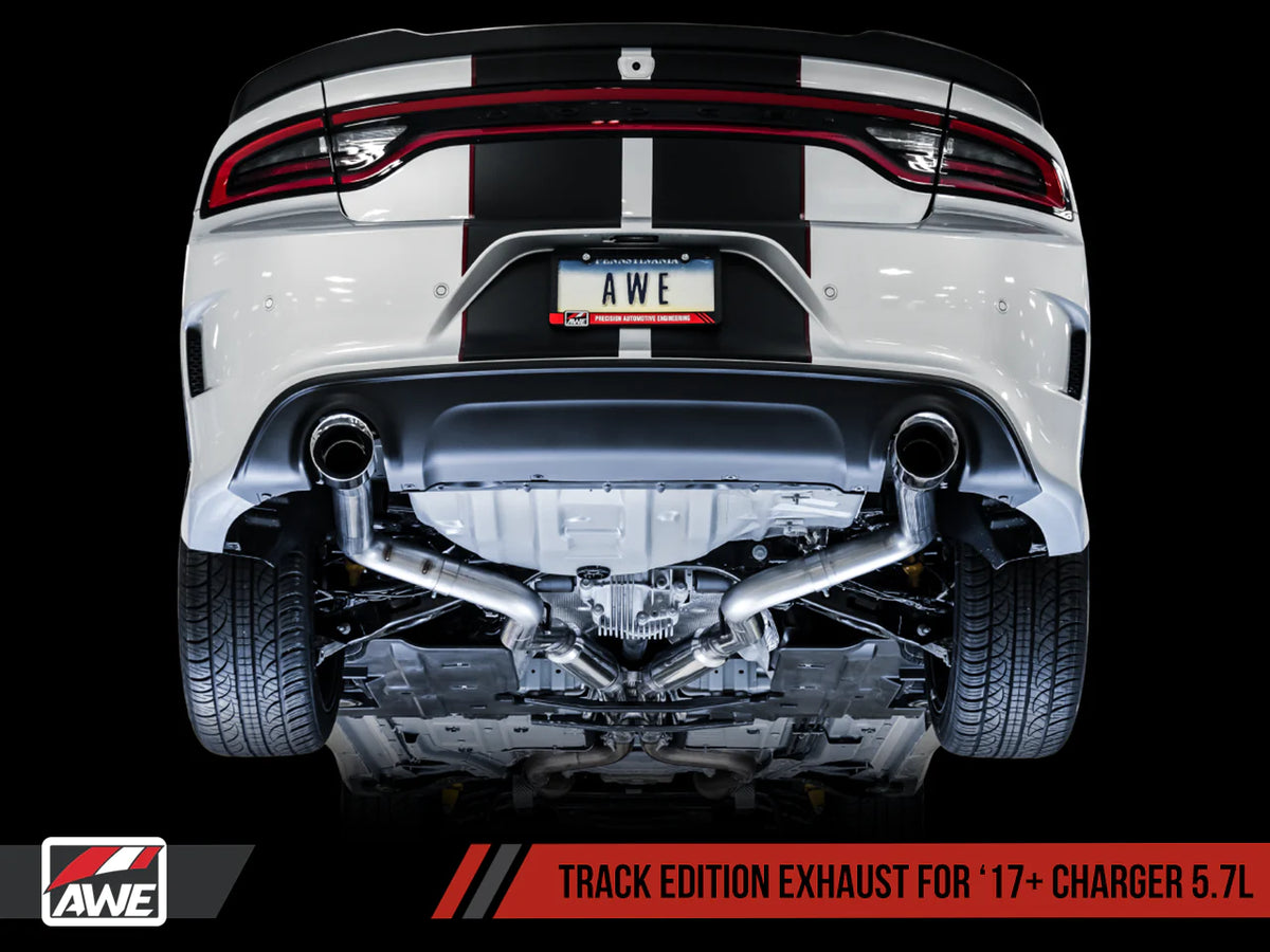 AWE Tuning 2017+ Dodge Charger 5.7L Touring Edition Exhaust - Non-Resonated - Diamond Black Tips