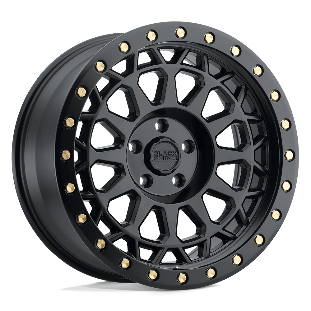 Black Rhino Hard Alloys Primm 20X9.5 5X127 +0MM Matte Black W/ Brass Bolts