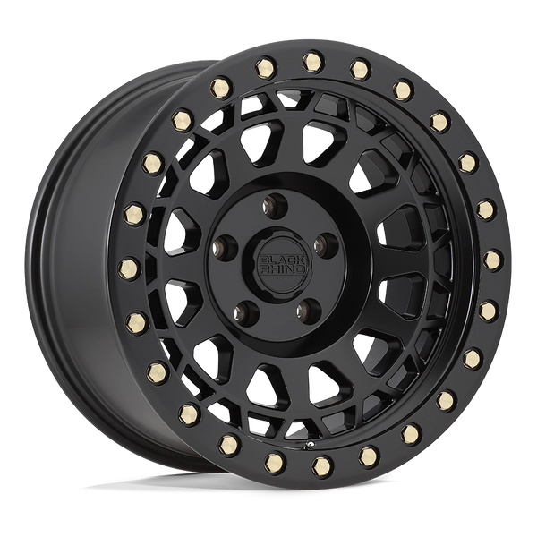 Black Rhino Primm 17X9 6X139.7 -12MM Matte Black W/ Brass Bolts