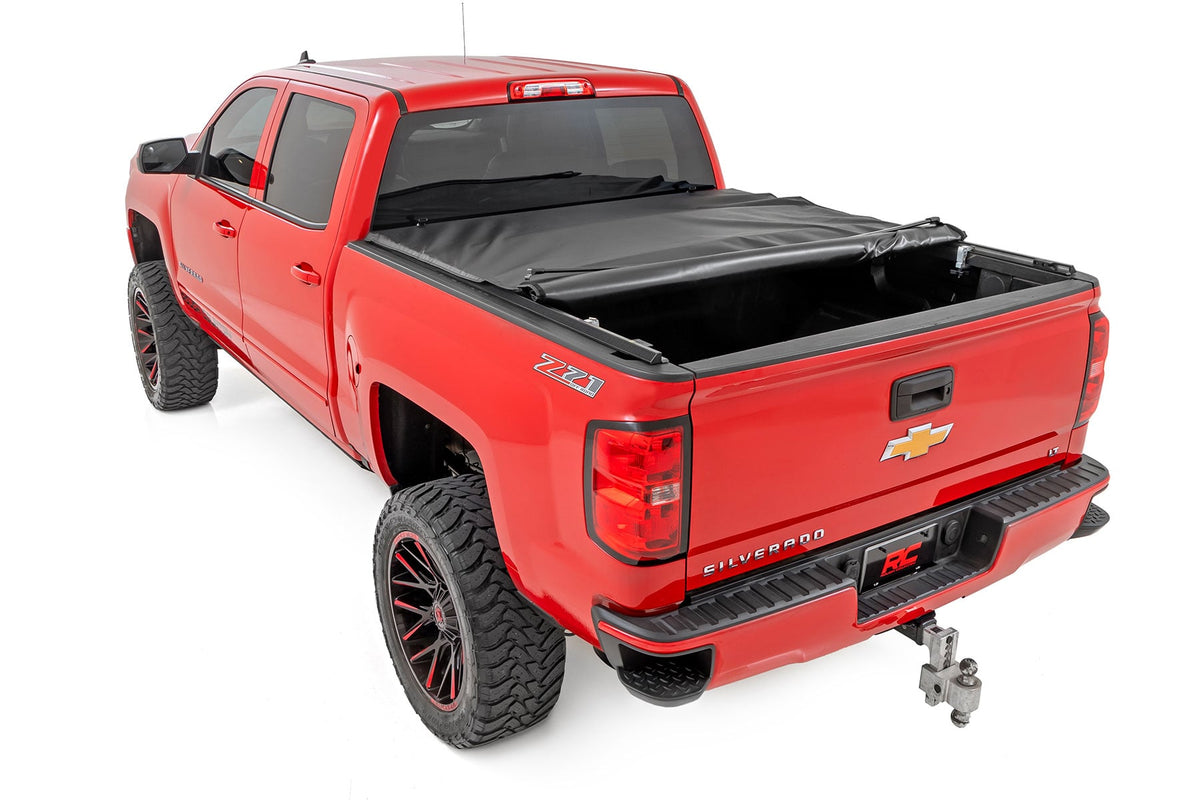 Rough Country - Soft Roll Up Bed Cover - 5'9" Bed - Chevy/GMC 1500 (14-18 & Classic) - 42119551 for 2014-2018 Chevrolet Silve