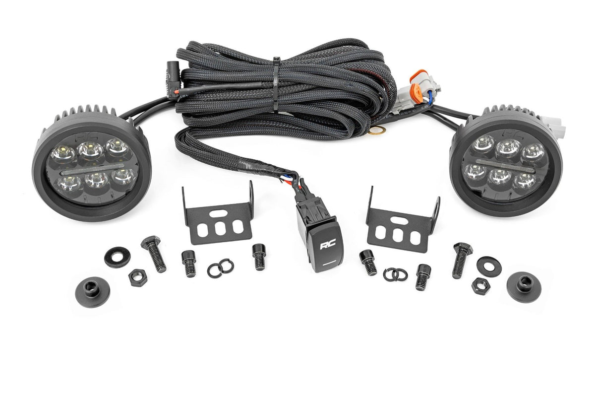 LED Light Kit | Ditch Mount | 3.5&quot; Black Round Pair | Amber DRL | Ford Bronco (21-24)