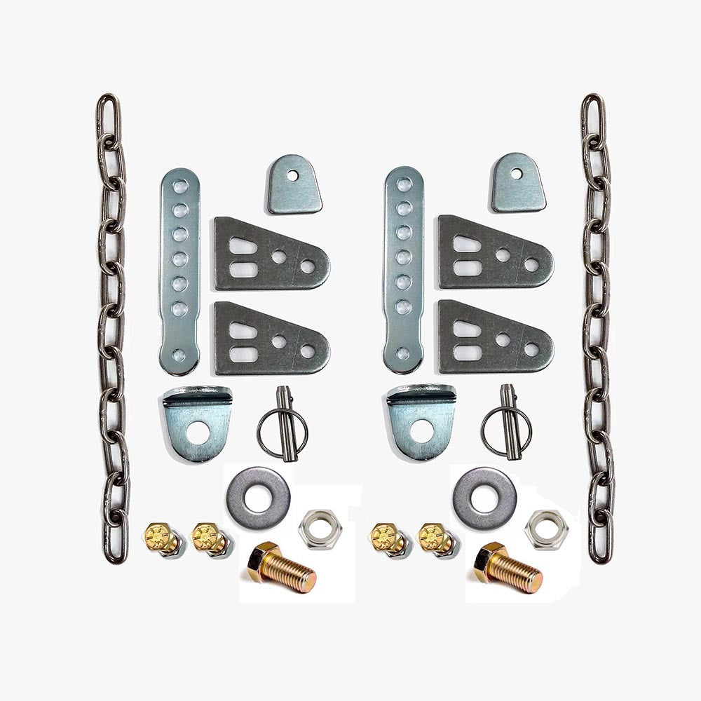 UPR - Universal Front End Chain Travel Limiter Kit - 2028-01 for 1979-2014 Ford Mustang - front view