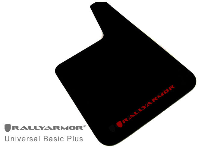 Rally Armor Universal Fit (No Hardware) Basic Plus Black Mud Flap w/ Red Logo - MF20-BAS-RD by Rally Armor - front view