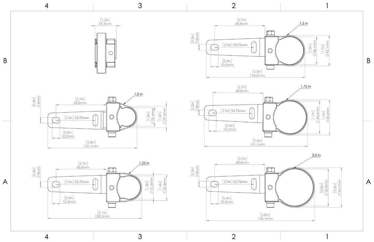 Diode Dynamics Stage Series 1.875 inch Roll Bar Mount Kit (One) - DD7872