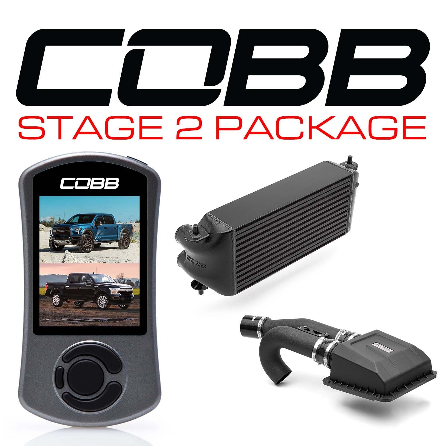 Cobb Ford F-150 Raptor/Ltd. Stage 2 Power Package - Black (Factory Location I/C) - FOR0050S20BK