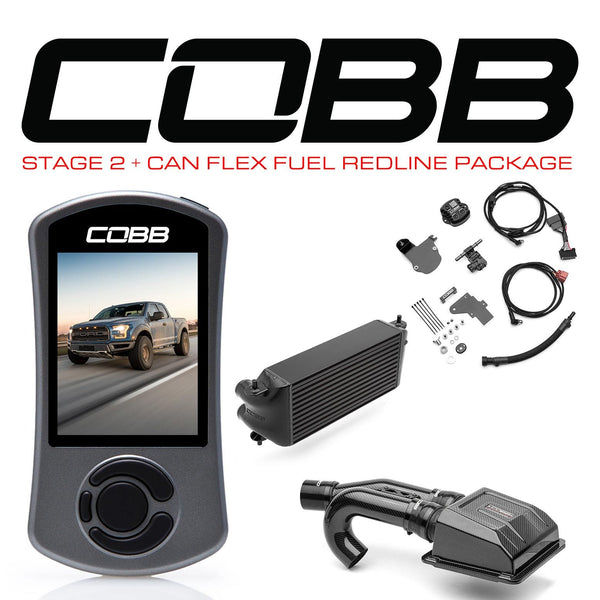 Cobb 17-20 Ford F-150 Ecoboost Raptor Stg2+ CAN Flex Fuel Redline CF Power Pkg (OE Loc I/C) - Silver - FOR0050S20BK-RED-FF