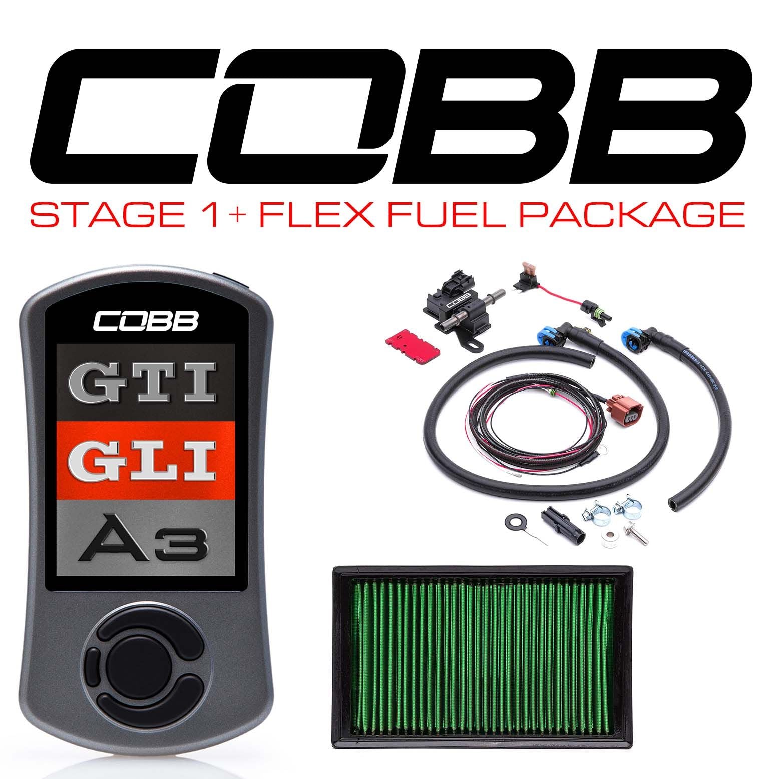 Cobb Stage 1+ Flex Fuel Power Pkg w/DSG/S Tronic VW GTI (MK7/7.5) / Jetta (A7) GLI / Audi A3 (8V) - VLK0020010FF-DSG