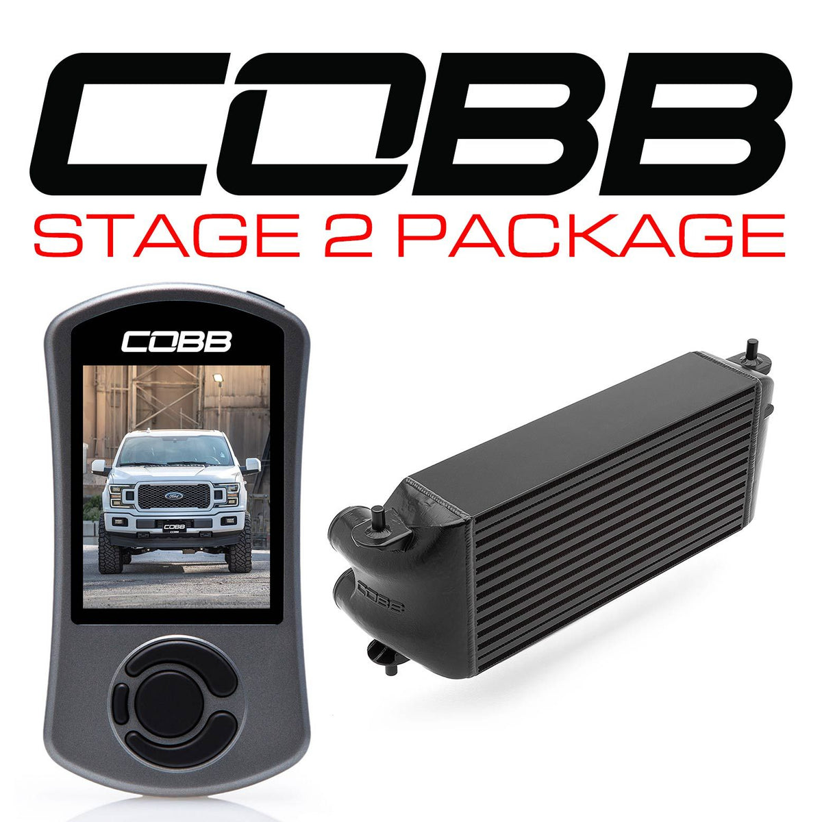 Cobb 18-20 Ford F-150 2.7L Stage 2 Power Package - Black (Factory Loc. Intercooler / No Intake) - FOR0080S20BK-NI