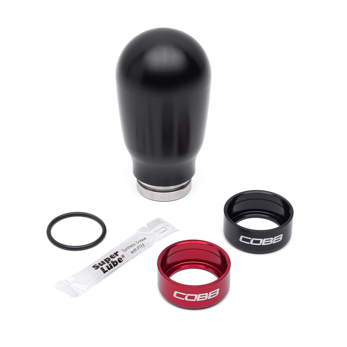 Cobb Mazda 6-Speed Tall Weighted COBB Shift Knob - Black (Incl. Both Red + Blk Collars) - 271370-BK