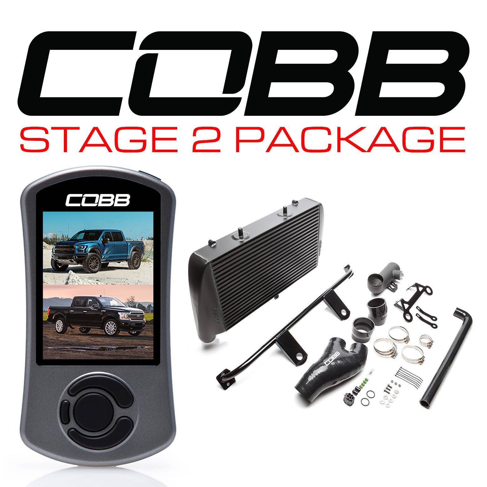 Cobb 17-20 Ford F-150 Raptor Stage 2 Power Package (No Intake) w/TCM Flashing - Black - FOR0050020BK-TCM-NI
