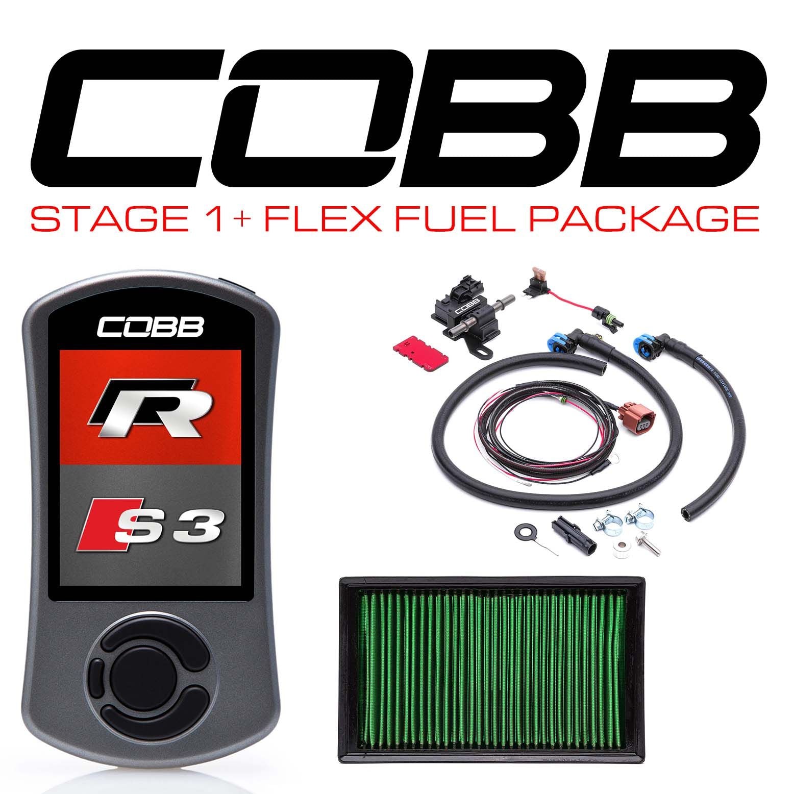 Cobb Stage 1+ Flex Fuel Power Pkg w/DSG/S Tronic Flashing VW Golf R (MK7/7.5) / Audi S3 (8V) - VLK0030010FF-DSG