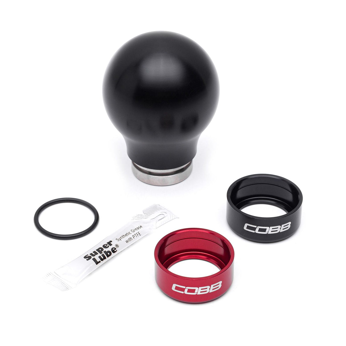 Cobb Mazda 6-Speed Tall Weighted COBB Shift Knob - White (Incl. Both Red + Blk Collars) - 271360-W