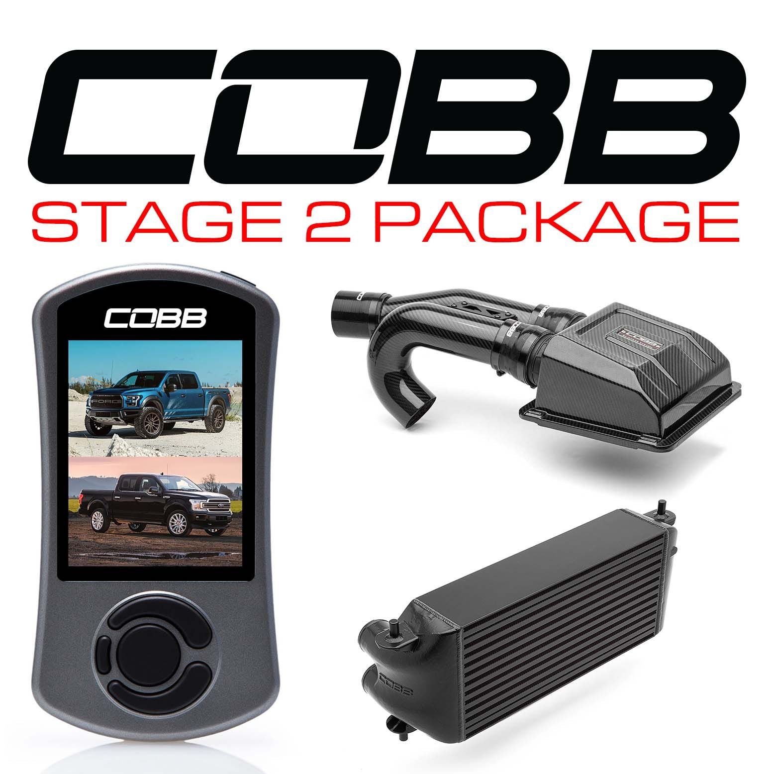 Cobb Ford F-150 Ecoboost Raptor/Ltd. Stage 2 Redline CF Pwr Pkg - Black (Factory Loc. I/C) - FOR0050S20BK-RED
