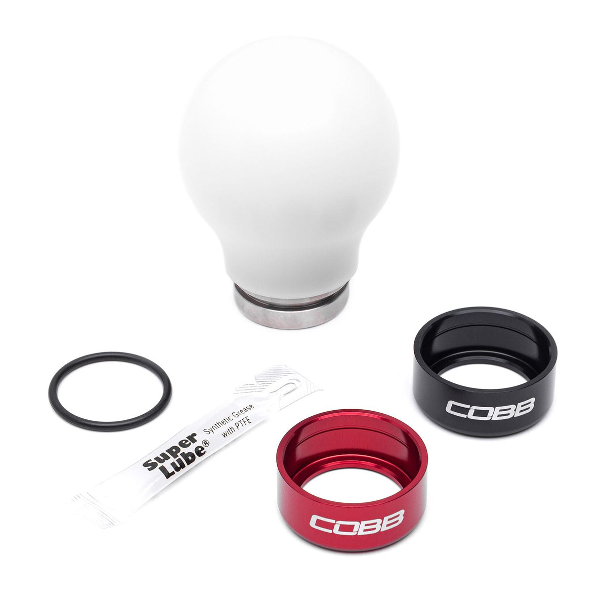 Cobb Mazda 6-Speed Tall Weighted COBB Shift Knob - White (Incl. Both Red + Blk Collars) - 271360-W