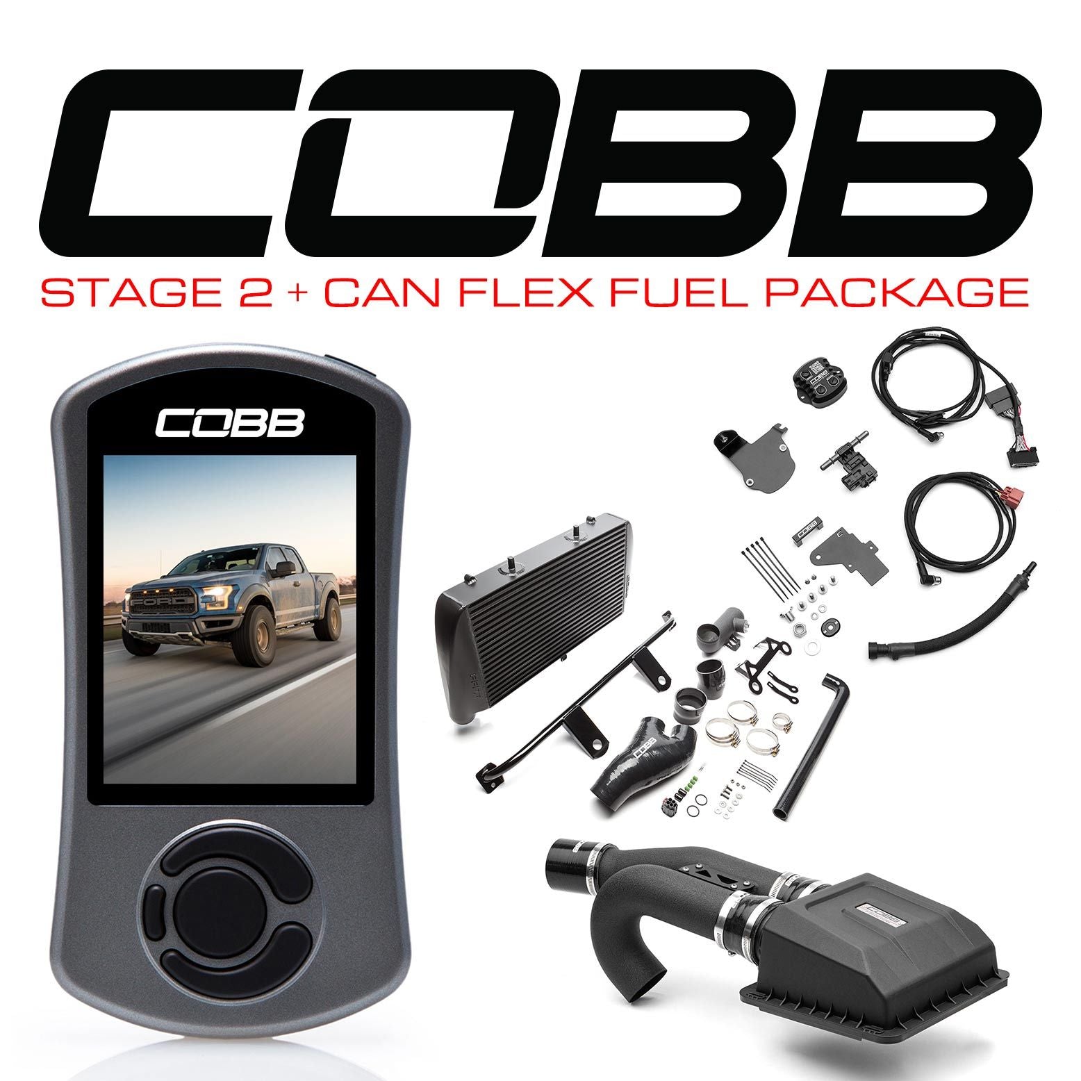 Cobb 17-20 Ford F-150 Ecoboost Raptor Stage 2+ CAN Flex Fuel Power Package - Black - FOR0050020BK-FF