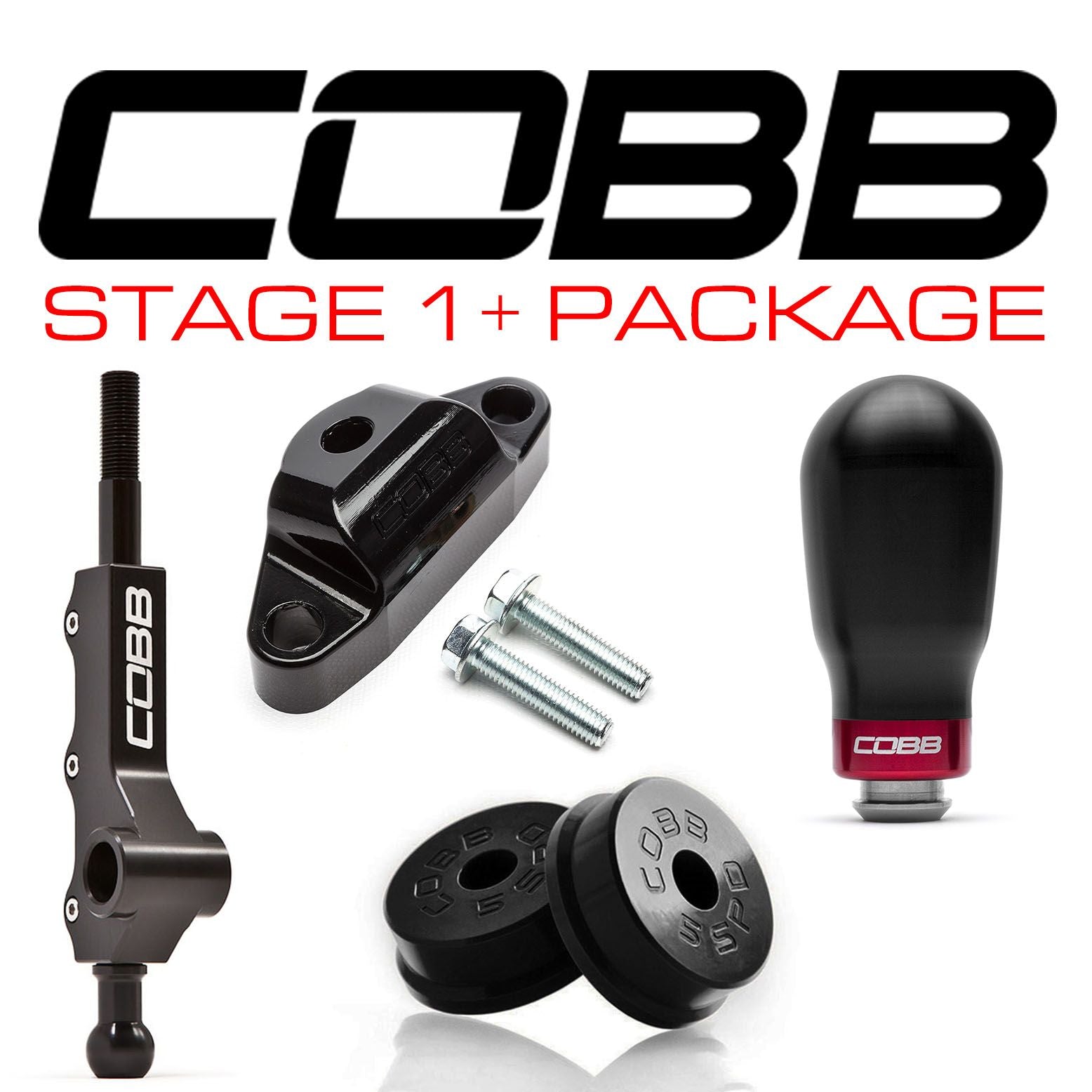 Cobb 02-07 Subaru WRX 5MT Stg 1+ Drivetrain Pkg w/Tall Shifter (Tall Weighted Knob) - Black - 212X11P-TW-BK