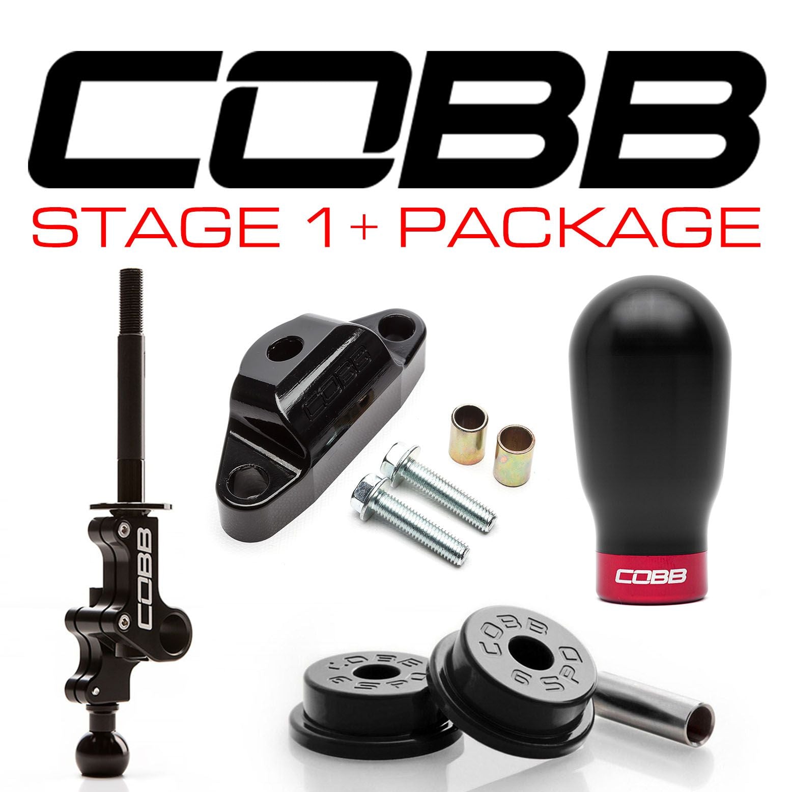 Cobb Subaru STI 6MT Stg 1+ Drivetrain Pkg (Tall Weighted Knob) - White - 215X01P-TW-W