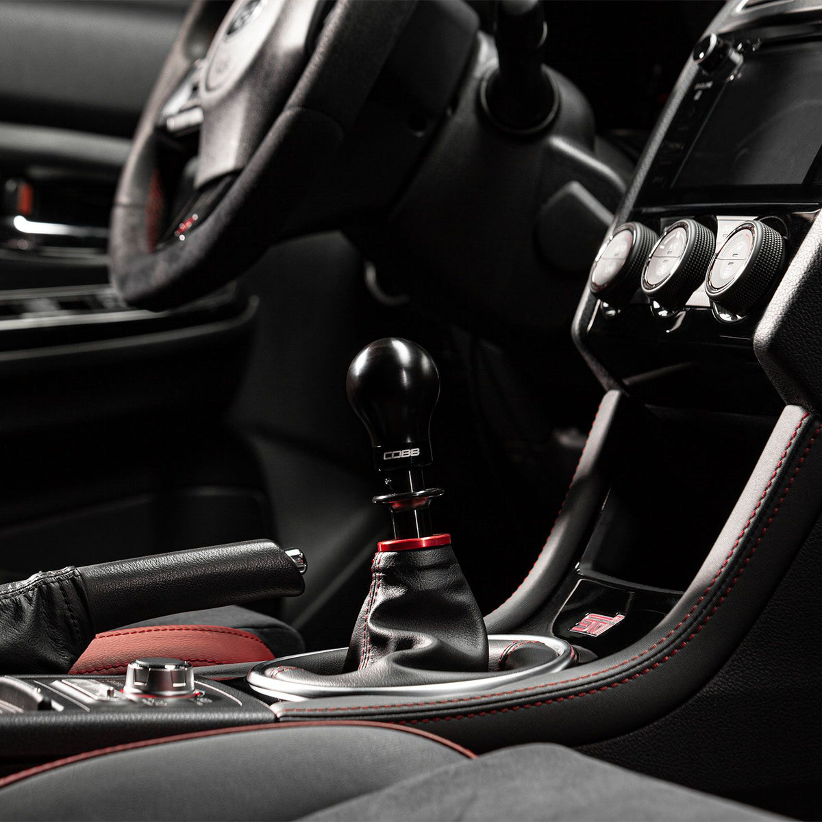 Cobb Subaru 6-Speed Weighted COBB Shift Knob - White (Incl. Both Red + Blk Collars) - 213360-W