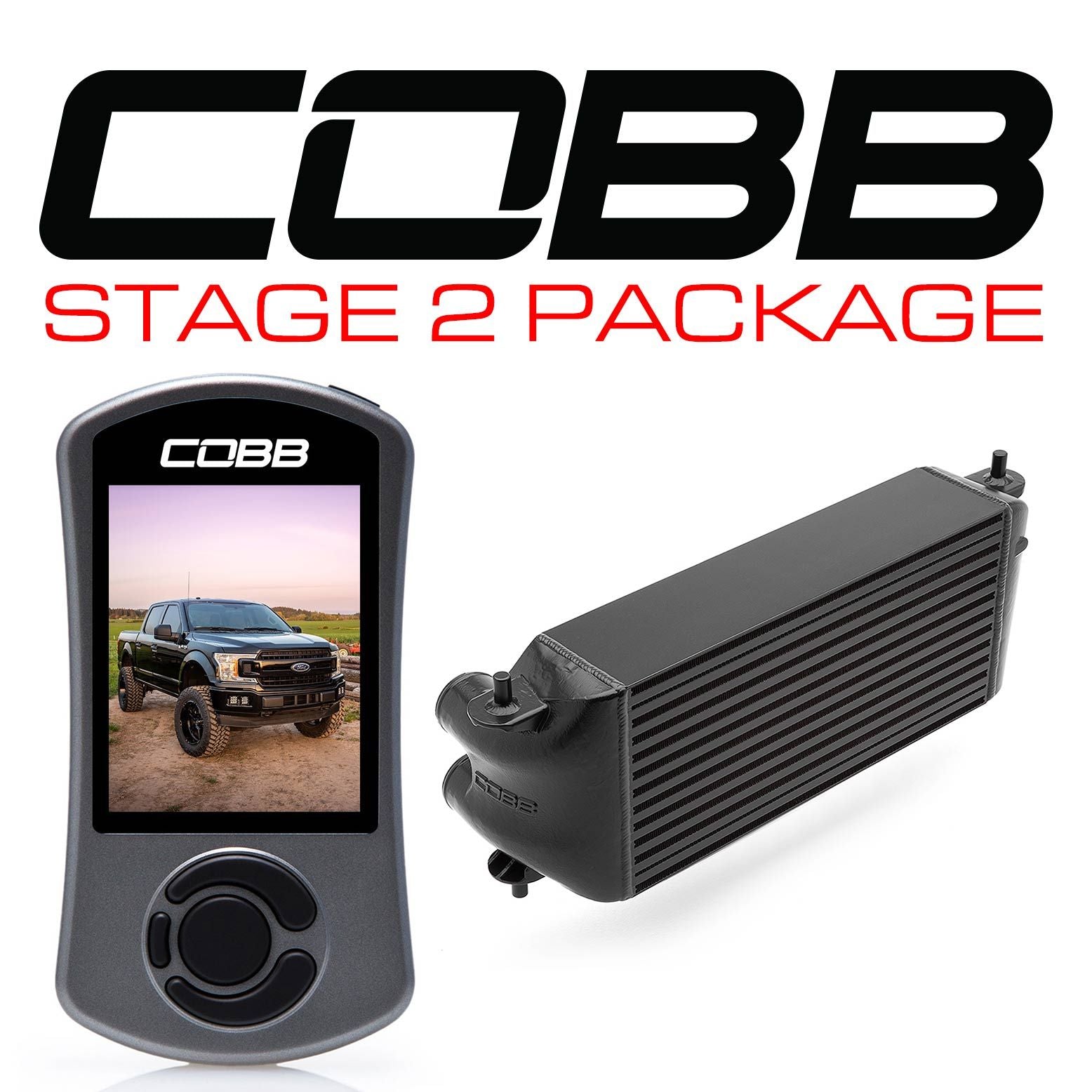 Cobb 2020 Ford F-150 Ecoboost 3.5L Stage 2 Power Package - Black (Factory Loc. I/C + NO INTAKE) - FOR0070S20BK-NI