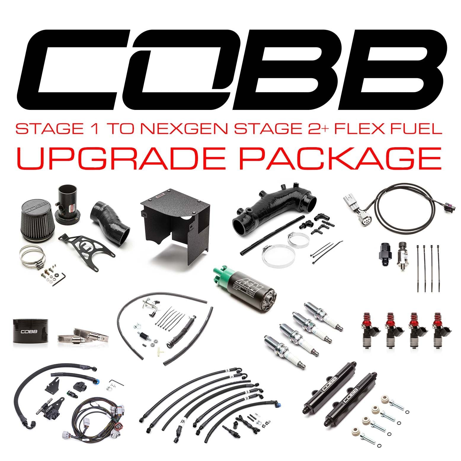 Cobb 08-14 Subaru STI Stg 1 to NexGen Stg 2+ Flex Fuel Power Package Upgrade - Black - SUB003NG2S1FF-S1-UP-BK