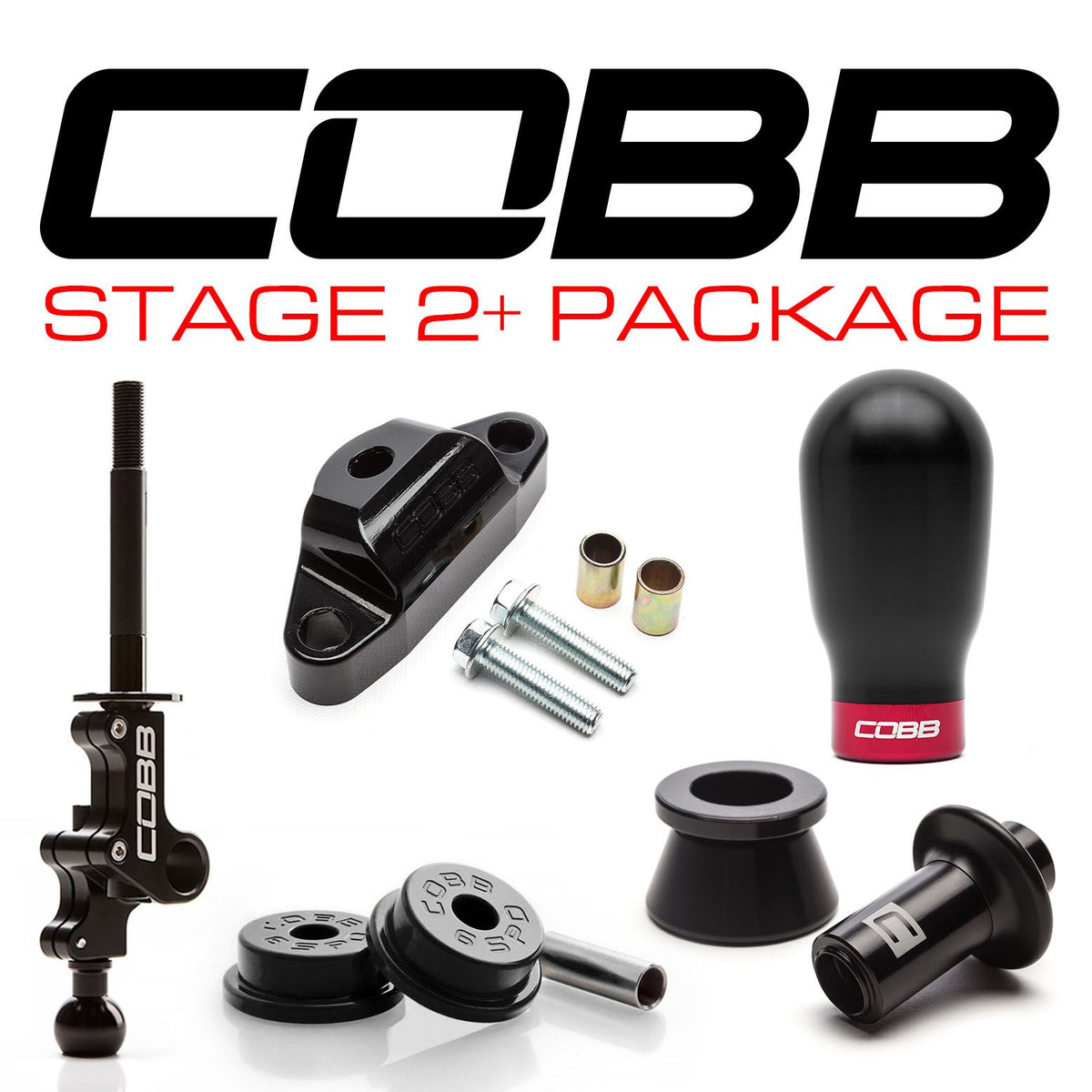 COBB - Subaru STI 6MT Stage 2+ Drivetrain Package (Weighted COBB Knob) - 215X02P-TW-W-KNOB-W-BK-LOCKOUT