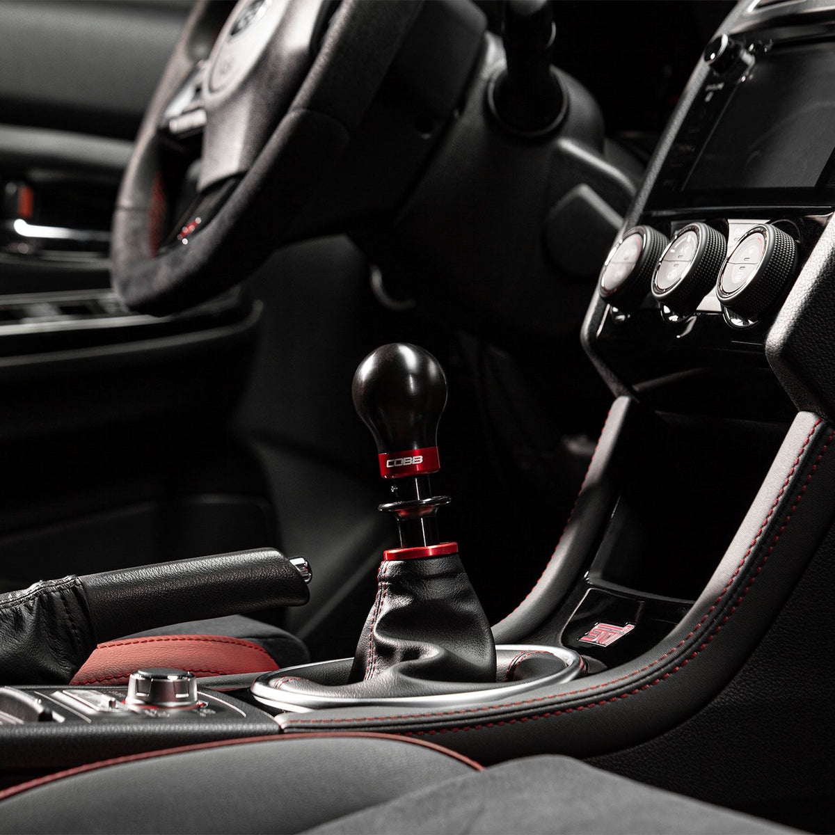 Cobb Subaru 6-Speed Weighted COBB Shift Knob - White (Incl. Both Red + Blk Collars) - 213360-W