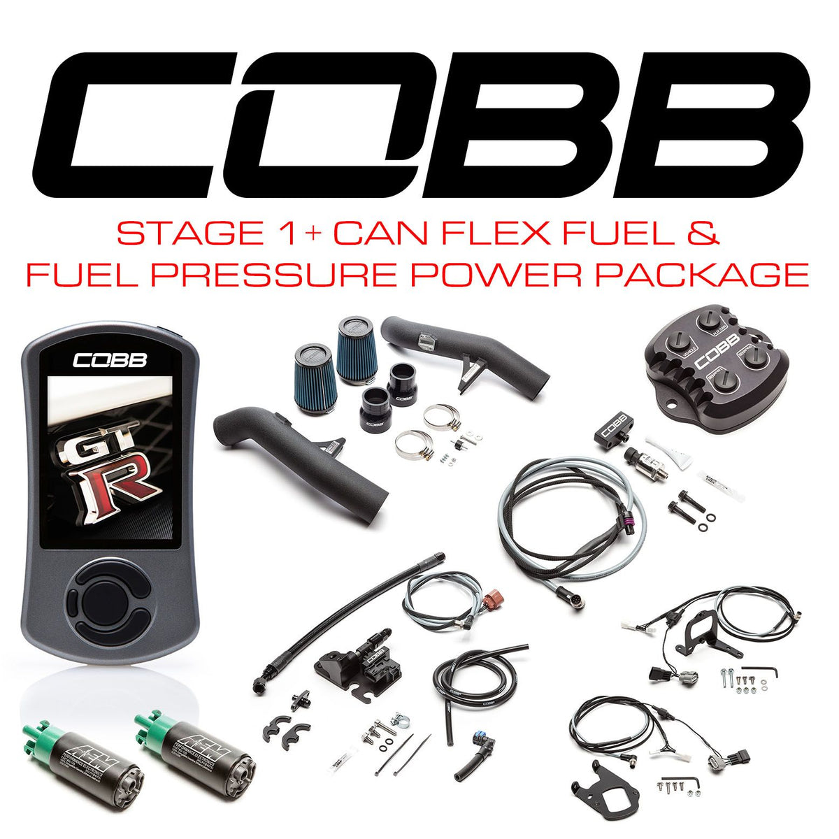 Cobb 09-14 Nissan GT-R Stage 1+ CAN Flex Fuel & Fuel Pressure Power Package w/TCM Flashing (Right Hand Drive) - NIS006001PFFP-RHD