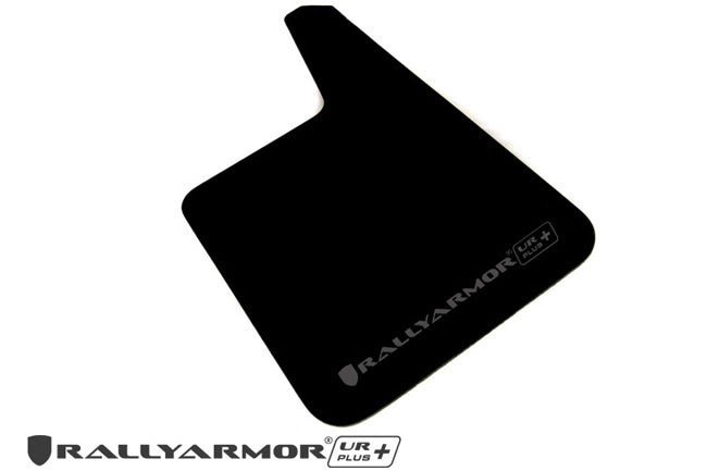 Rally Armor Universal Fit (No Hardware) UR Plus Black UR Mud Flap w/ Grey Logo - MF20-URP-BLK/GY by Rally Armor - front view