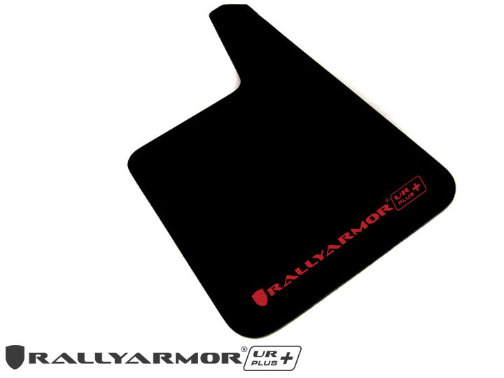 Rally Armor Universal Fit (No Hardware) UR Plus Black UR Mud Flap w/ Red Logo - MF20-URP-BLK/RD by Rally Armor - front view