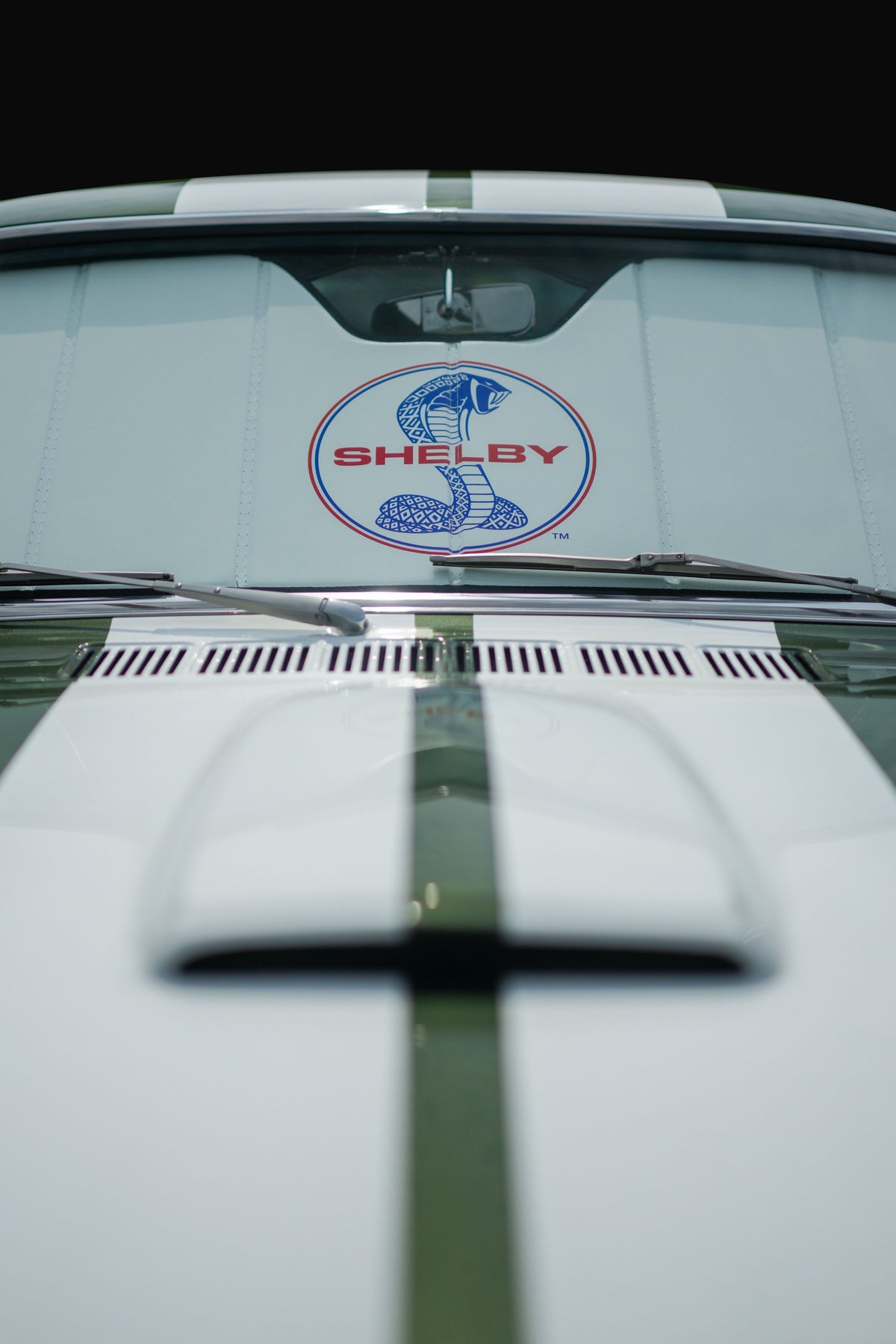 Covercraft 15-23 Ford Mustang Premier Series UVS100 Custom Sunscreen with Shelby Snake logo - USP11372WH