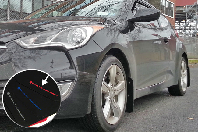 Rally Armor 12-18 Hyundai Veloster Black UR Mud Flap w/ Red Logo - MF24-UR-BLK/RD