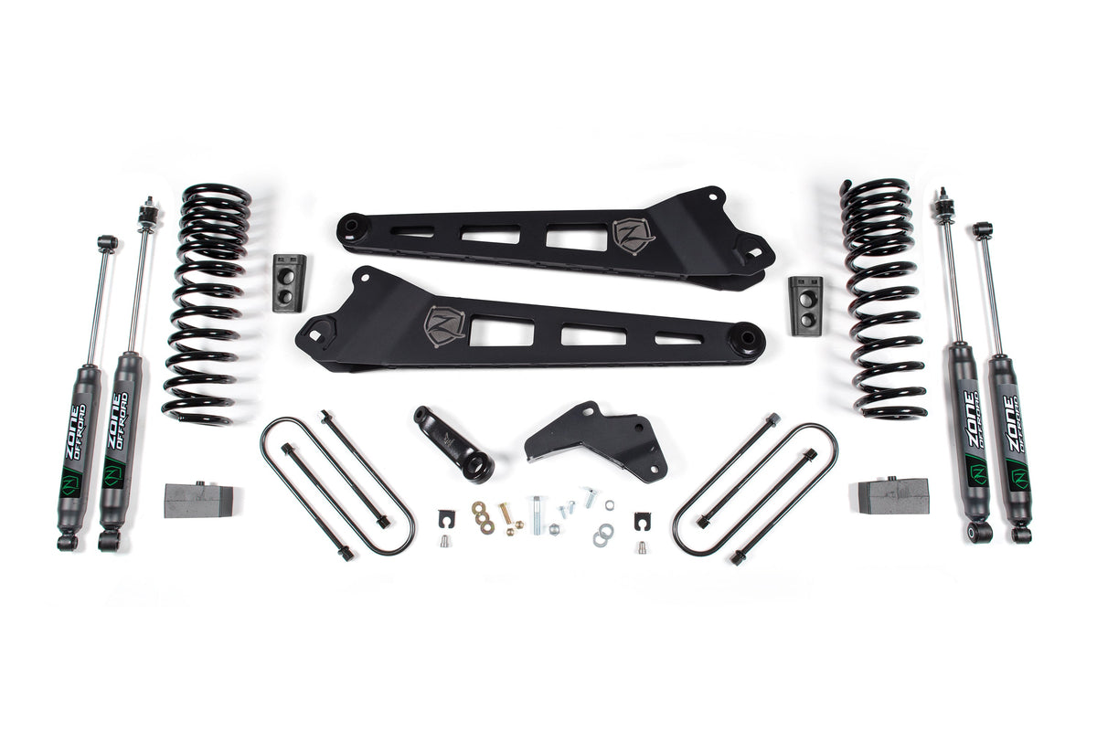 Zone Offroad 25-26 Ram 3500 (Dsl) 4in Radius Arm Lift Kit - Block w/o Overload - Nitro Shocks - ZOND166N