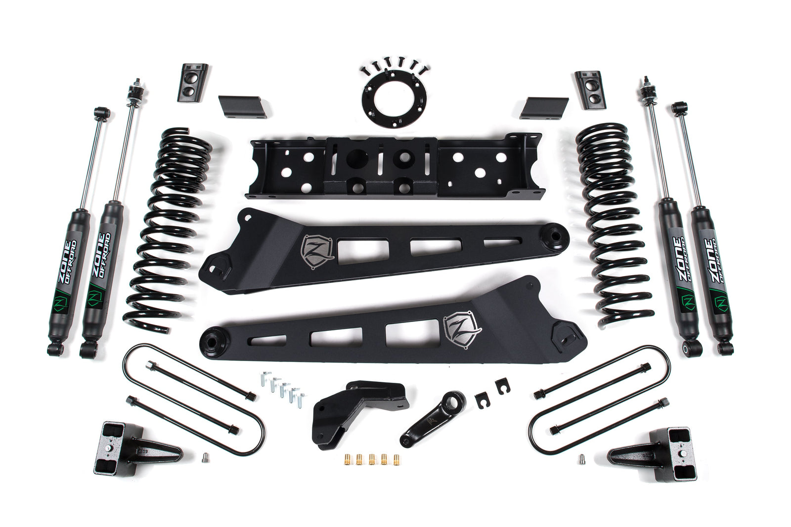 Zone Offroad 19-24 Ram 3500 6.5in Radius Arm Bracket - 5in Rear Block w/ Overload - Fox Shocks