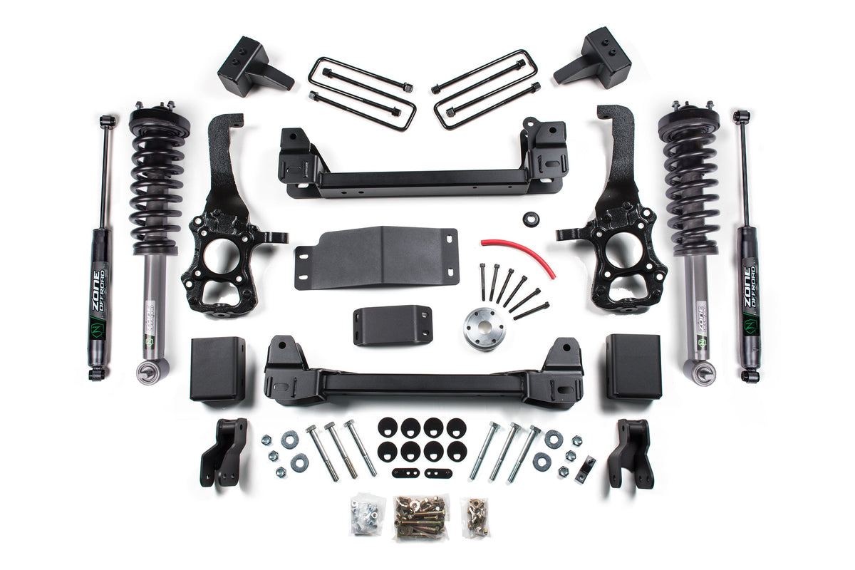 Zone Offroad 15-20 Ford F150 4wd 4in Suspension Lift Kit - 4in Rear Lift - Nitro Shock & Struts
