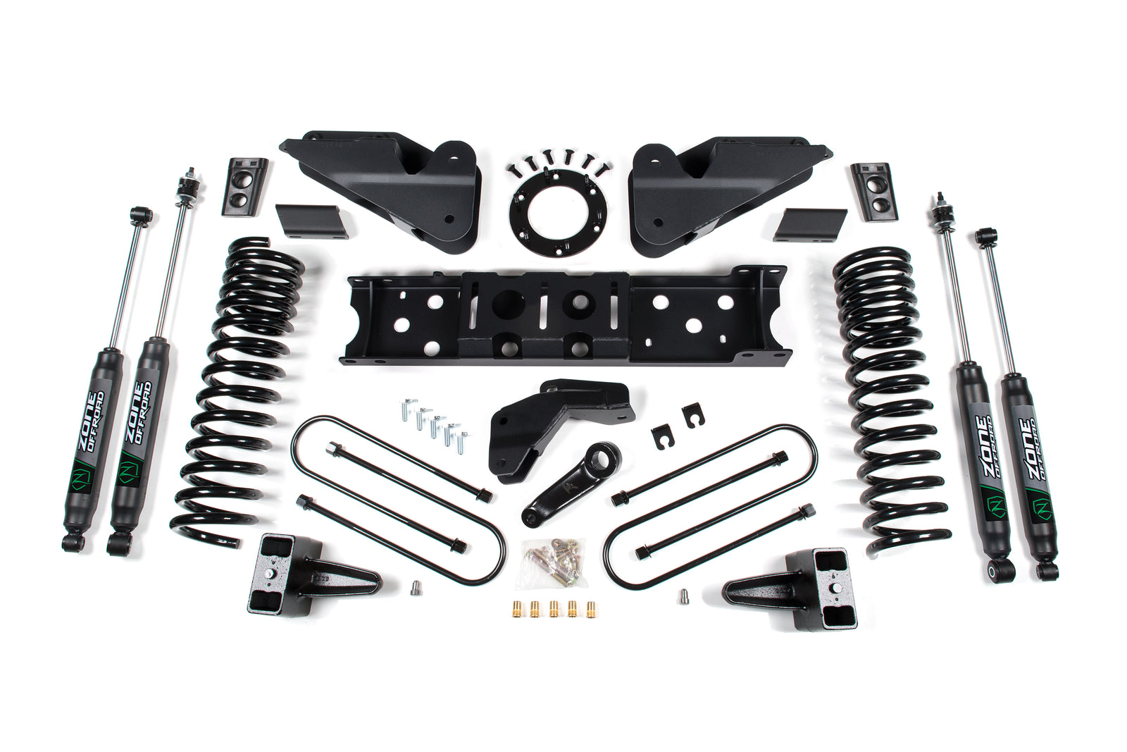 Zone Offroad 19-24 Ram 3500 6.5in Radius Arm Bracket - w/ Overload - 6-Bolt T-Case - Nitro Shocks - ZOND110N