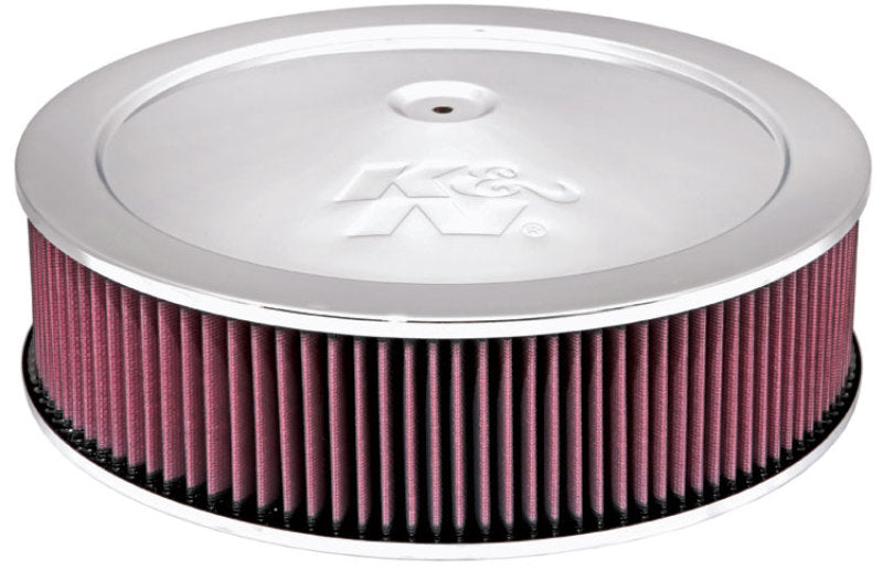 K&N 14in Red Custom Air Cleaner Assembly - 5.125in ID x 14in OD x 3.75in H x 1.25in Drop Base - 60-1290