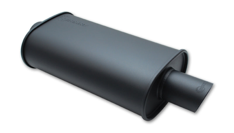 Vibrant StreetPower FLAT BLACK Oval Muffler with Single 3in Outlet - 2.5in inlet I.D. - 1146