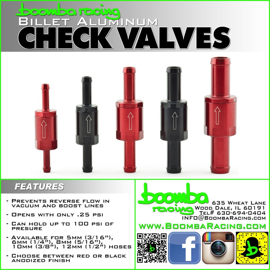Boomba Racing 5mm (3/16&quot;) Check Valve - Red