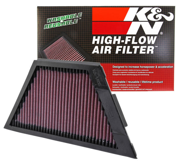 K&N Kawasaki ZX1rR Ninja/ZZR1400/1400GTR/ZX14R 11.25in O/S L x 4.75in O/S W Replacement Air Filter - KA-1406 for 2008-2014 Ka