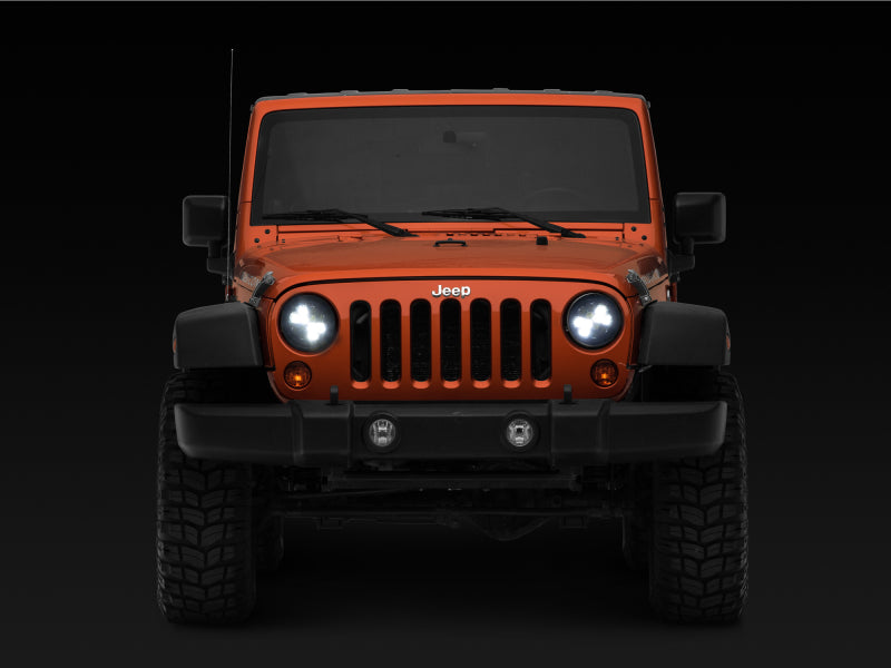 Raxiom 97-18 Jeep Wrangler TJ/JK Axial Spider LED Headlight w/ Amber DRL- Chrome Hsng (Clear Lens) - J108047