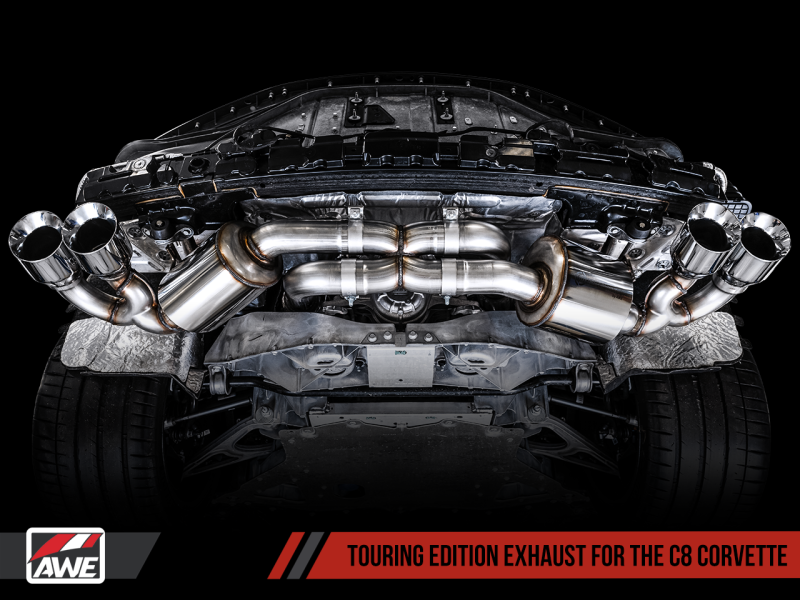 AWE Tuning 2020 Chevrolet Corvette (C8) Touring Edition Exhaust - Quad Chrome Silver Tips