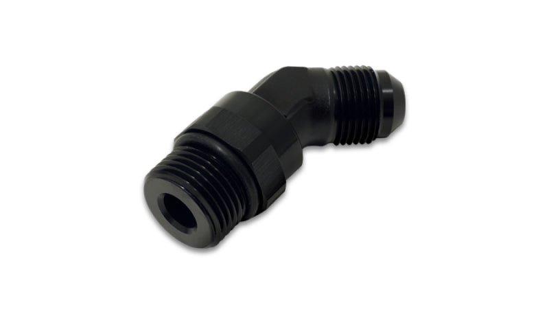 Vibrant -6AN Male Flare to Male -8AN ORB Swivel 45 Degree Adapter Fitting - Anodized Black